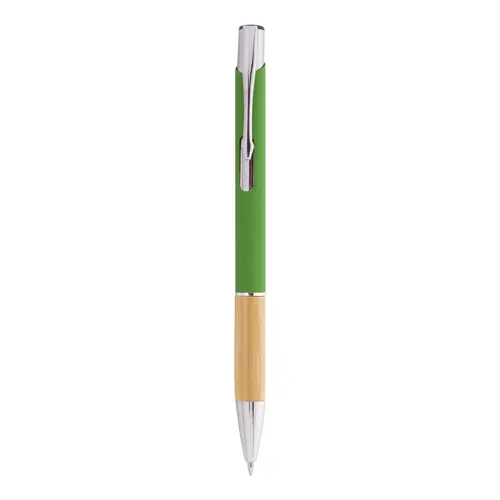 Penna a sfera finitura gommata con impugnatura in bambù per incisione laser a specchio in refill blu