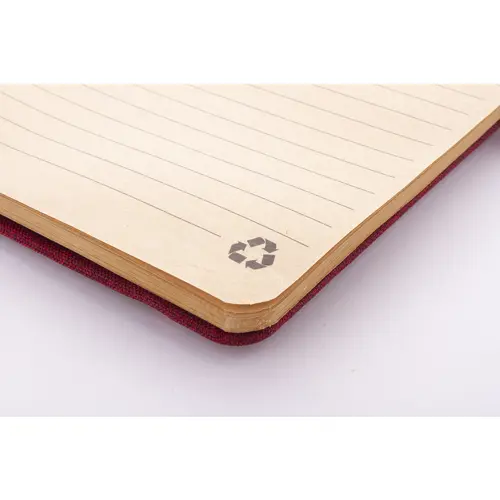 Block note a spirale A5 con copertina RPET a 70 fogli a righe in carta kraft riciclata con portapenne e inserto in plastica di paglia di grano per cellulare ed elastico