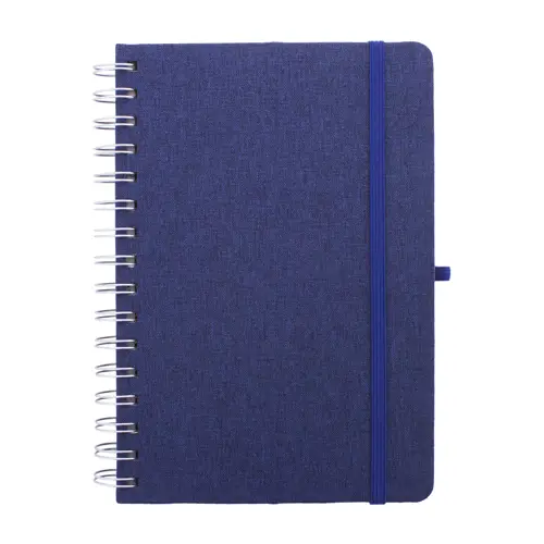 Block note a spirale A5 con copertina RPET a 70 fogli a righe in carta kraft riciclata con portapenne e inserto in plastica di paglia di grano per cellulare ed elastico