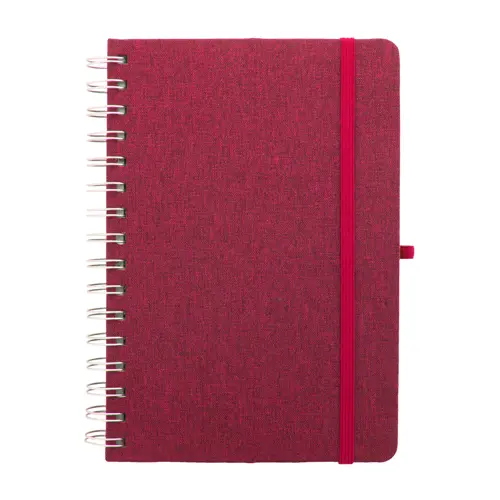Block note a spirale A5 con copertina RPET a 70 fogli a righe in carta kraft riciclata con portapenne e inserto in plastica di paglia di grano per cellulare ed elastico