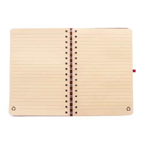 Block note a spirale A5 con copertina RPET a 70 fogli a righe in carta kraft riciclata con portapenne e inserto in plastica di paglia di grano per cellulare ed elastico