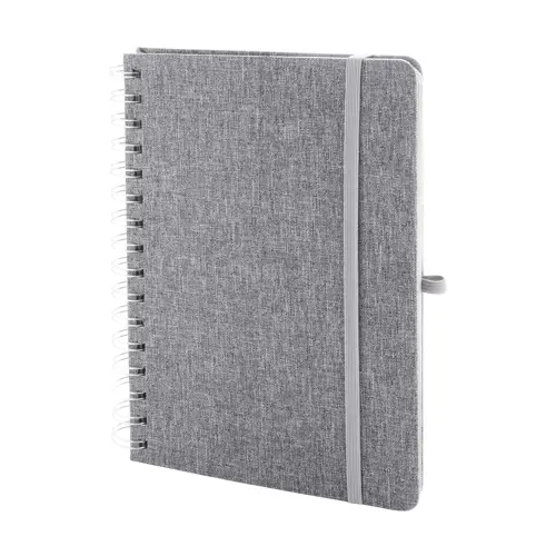Block note a spirale A5 con copertina RPET a 70 fogli a righe in carta kraft riciclata con portapenne e inserto in plastica di paglia di grano per cellulare ed elastico