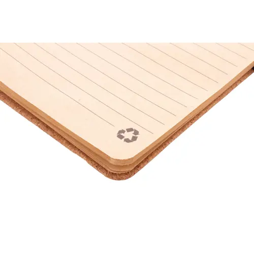 Block note a spirale A5 con copertina portacellulare in sughero da 70 fogli a righe in carta kraft riciclata