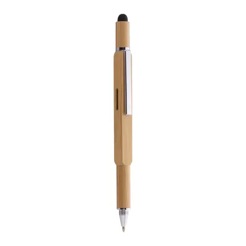 Penna touchscreen multifunzione in bambù refill blu