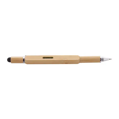 Penna touchscreen multifunzione in bambù refill blu