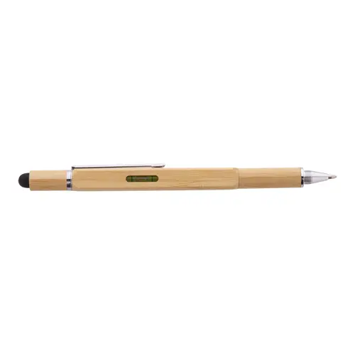 Penna touchscreen multifunzione in bambù refill blu