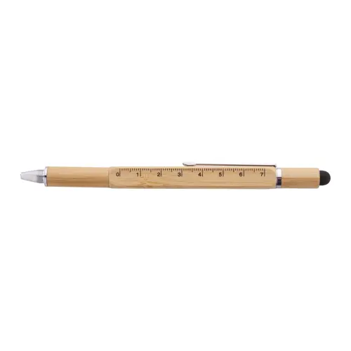 Penna touchscreen multifunzione in bambù refill blu