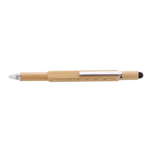 Penna touchscreen multifunzione in bambù refill blu