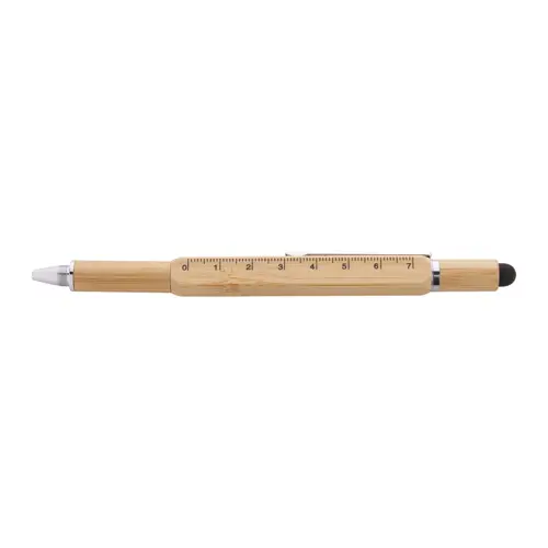 Penna touchscreen multifunzione in bambù refill blu