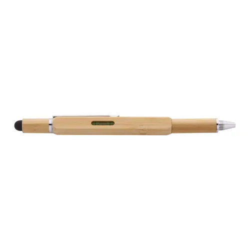 Penna touchscreen multifunzione in bambù refill blu