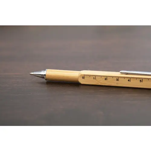 Penna touchscreen multifunzione in bambù refill blu