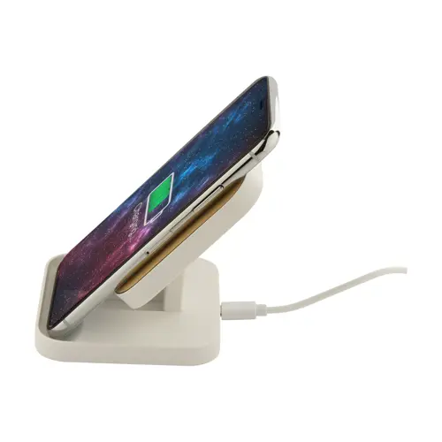 Supporto per cellulare richiudibile in ABS riciclato e bambù con caricatore wireless da 15W