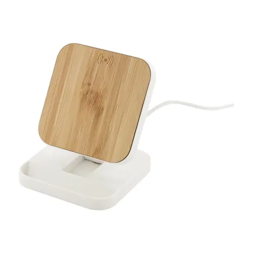 Supporto per cellulare richiudibile in ABS riciclato e bambù con caricatore wireless da 15W