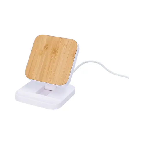 Supporto per cellulare richiudibile in ABS riciclato e bambù con caricatore wireless da 15W