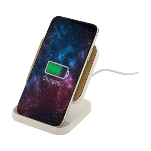 Supporto per cellulare richiudibile in ABS riciclato e bambù con caricatore wireless da 15W