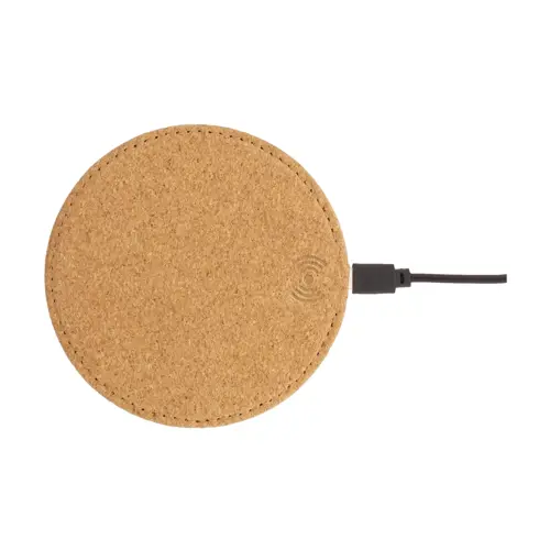 Caricatore wireless in sughero naturale con fondo in pelle PU da 10W