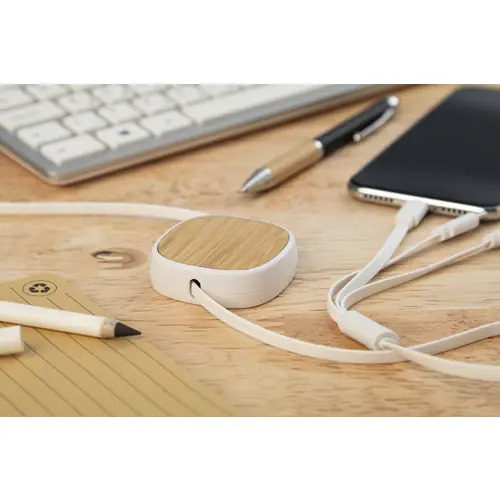 Cavi di ricarica USB telescopico in ABS riciclato e bambù