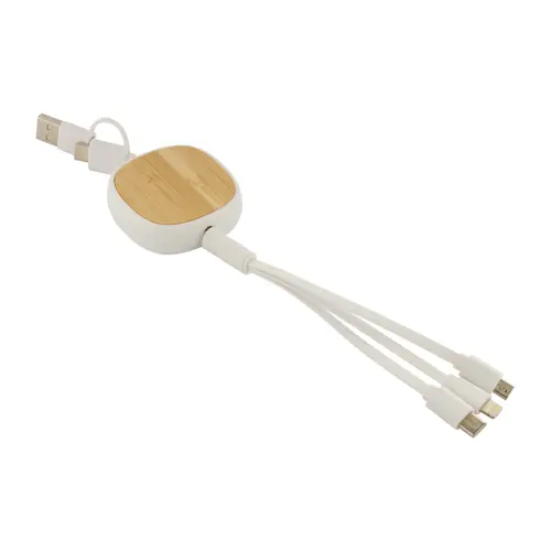 Cavi di ricarica USB telescopico in ABS riciclato e bambù