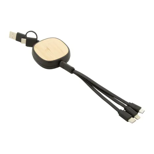 Cavi di ricarica USB telescopico in ABS riciclato e bambù