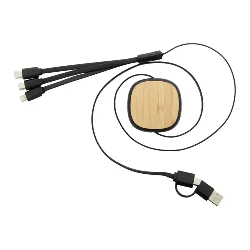 Cavi di ricarica USB telescopico in ABS riciclato e bambù