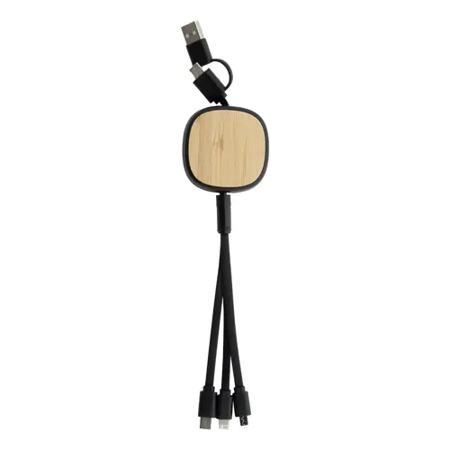 Cavi di ricarica USB telescopico in ABS riciclato e bambù