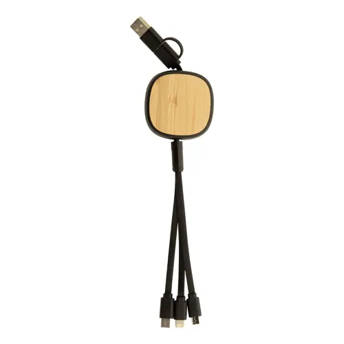 Cavi di ricarica USB telescopico in ABS riciclato e bambù