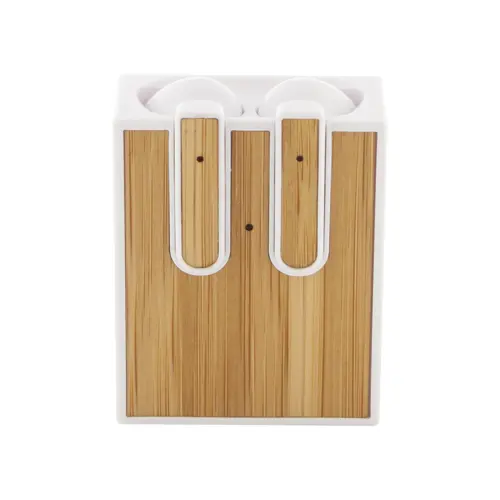 Auricolare bluetooth wireless in plastica ABS riciclata con inserto in bambù