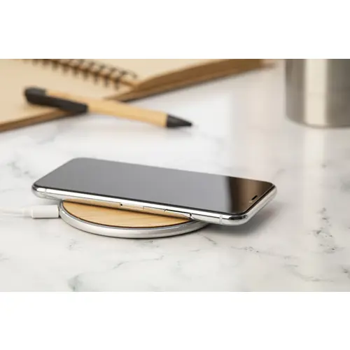 Caricatore wireless in alluminio riciclato e bambù da 15W