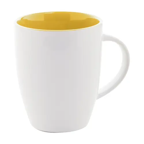 Tazza bicolore in ceramica bianca e interno colorato con confezione di cartoncino kraft 340ml