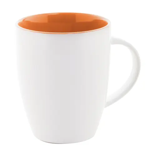 Tazza bicolore in ceramica bianca e interno colorato con confezione di cartoncino kraft 340ml