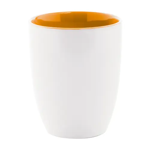 Tazza bicolore in ceramica bianca e interno colorato con confezione di cartoncino kraft 340ml