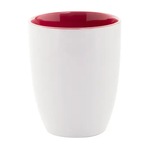 Tazza bicolore in ceramica bianca e interno colorato con confezione di cartoncino kraft 340ml