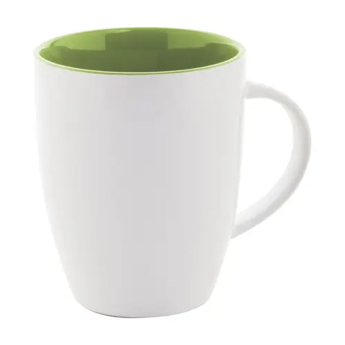 Tazza bicolore in ceramica bianca e interno colorato con confezione di cartoncino kraft 340ml