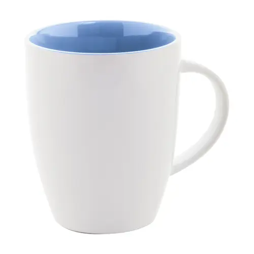 Tazza bicolore in ceramica bianca e interno colorato con confezione di cartoncino kraft 340ml