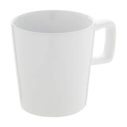 Tazza in ceramica colorata con manico rettangolare in confezione in cartoncino kraft da 280ml