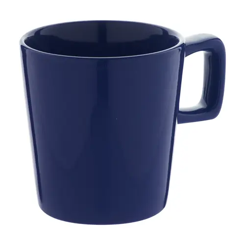Tazza in ceramica colorata con manico rettangolare in confezione in cartoncino kraft da 280ml
