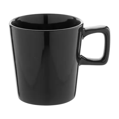 Tazza in ceramica colorata con manico rettangolare in confezione in cartoncino kraft da 280ml
