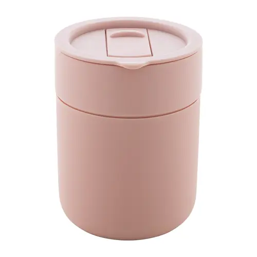 Tazza da viaggio da 300ml in ceramica rivestita con silicone e coperchio in plastica PP