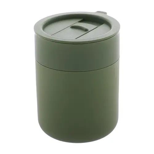 Tazza da viaggio da 300ml in ceramica rivestita con silicone e coperchio in plastica PP