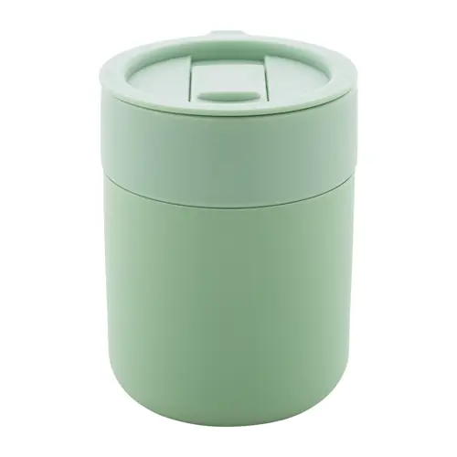 Tazza da viaggio da 300ml in ceramica rivestita con silicone e coperchio in plastica PP