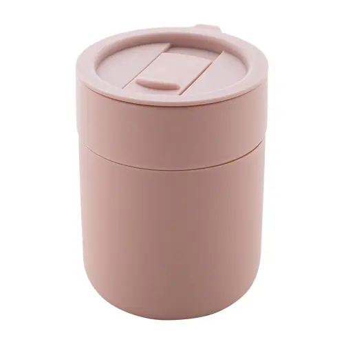 Tazza da viaggio da 300ml in ceramica rivestita con silicone e coperchio in plastica PP