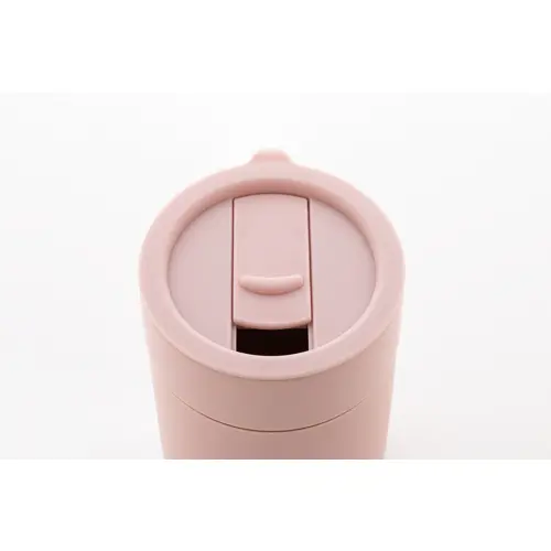 Tazza da viaggio da 300ml in ceramica rivestita con silicone e coperchio in plastica PP