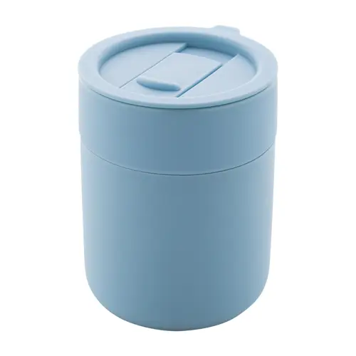 Tazza da viaggio da 300ml in ceramica rivestita con silicone e coperchio in plastica PP