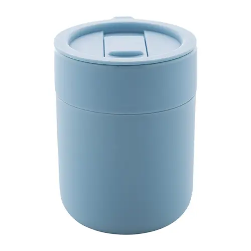 Tazza da viaggio da 300ml in ceramica rivestita con silicone e coperchio in plastica PP