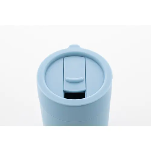 Tazza da viaggio da 300ml in ceramica rivestita con silicone e coperchio in plastica PP