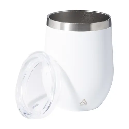 Tazza termica da 350ml in acciaio inox riciclato con coperchio in plastica
