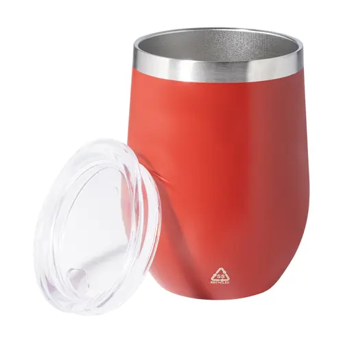 Tazza termica da 350ml in acciaio inox riciclato con coperchio in plastica