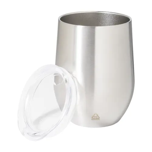 Tazza termica da 350ml in acciaio inox riciclato con coperchio in plastica