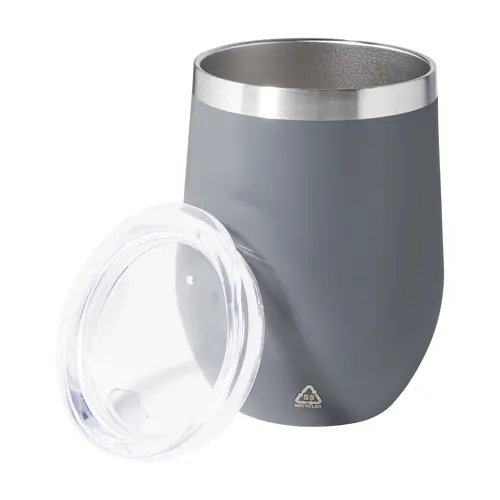 Tazza termica da 350ml in acciaio inox riciclato con coperchio in plastica