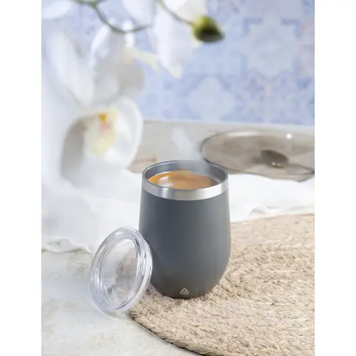 Tazza termica da 350ml in acciaio inox riciclato con coperchio in plastica